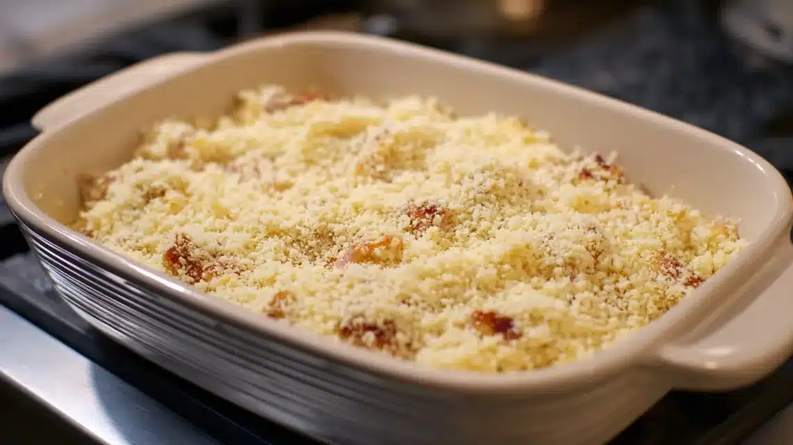 Adding crispy topping to chicken cordon bleu casserole