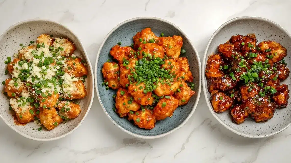 Flavor variations of baked chicken bites