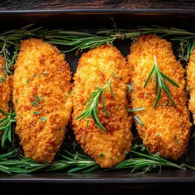 Hellmann's parmesan crusted chicken recipe served with lemon and parsley