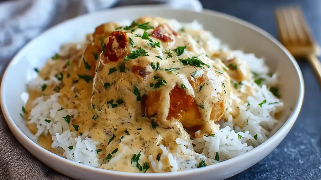 Creamy Smothered Chicken and Rice