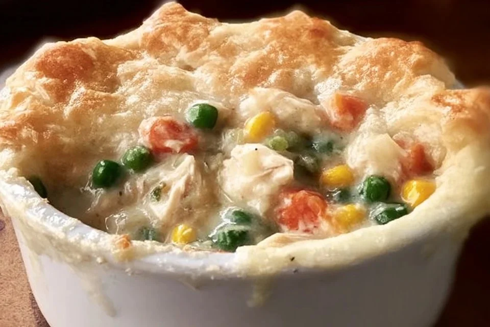 Delicious homemade easy chicken pot pie with golden crust and veggies.