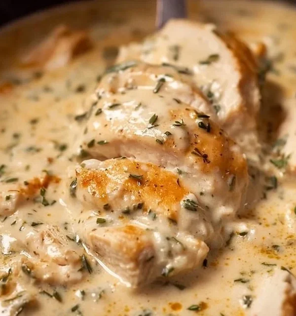 Creamy Ranch Chicken Crockpot dish served with herbs and spices